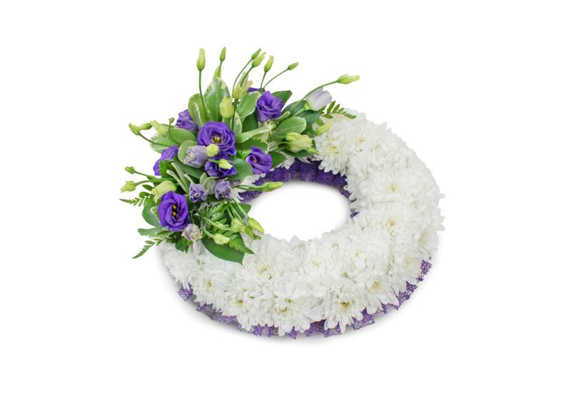 Wreath With Ribbon Base and Spray