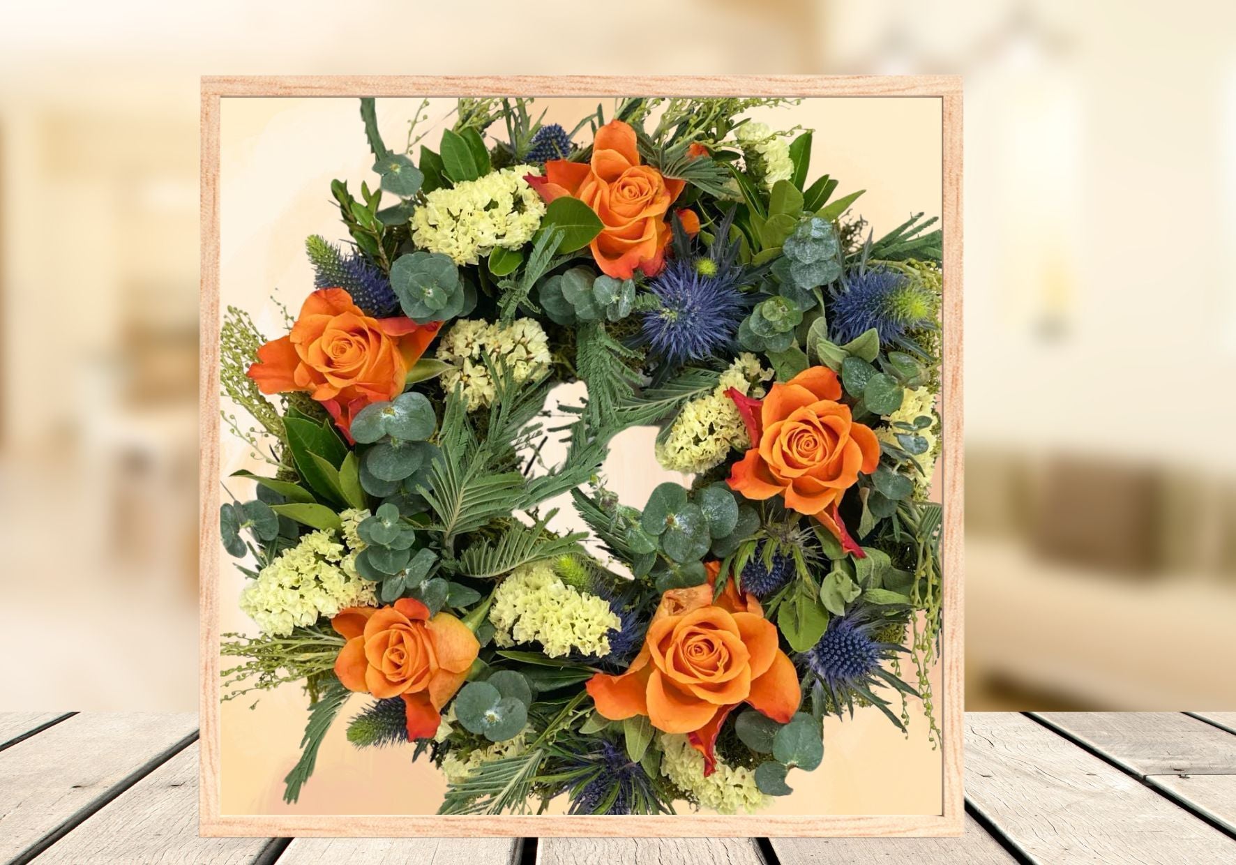Orange Cream and Blue Wreath