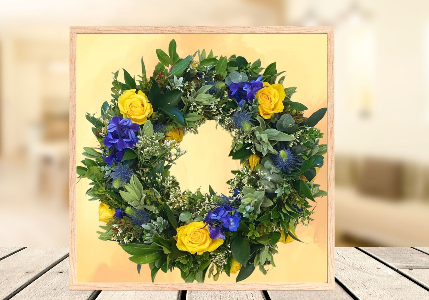 Royal Blue and Yellow Wreath