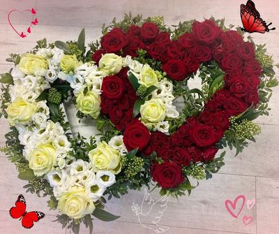 Rose Entwined Hearts Funeral Tribute